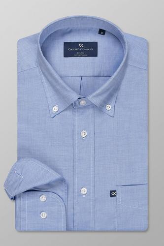 Oxford Company ανδρικό πουκάμισο μονόχρωμο με γιακά button down - Z312-BS10.03 Σιελ XL